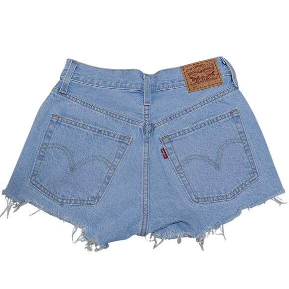 Levi's 501 Distressed Woman's High Waisted Shorty Jean Shorts Size 24 - Picture 4 of 14